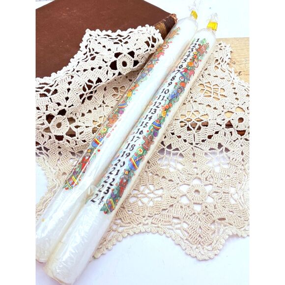 PAIR Vintage Germany Advent Countdown Candles New 12 Inches - Picture 2 of 5